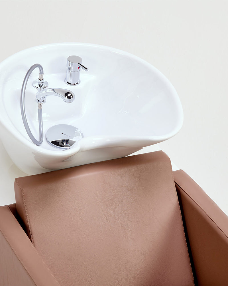 Compact - Brun vaskestol - hvid kumme