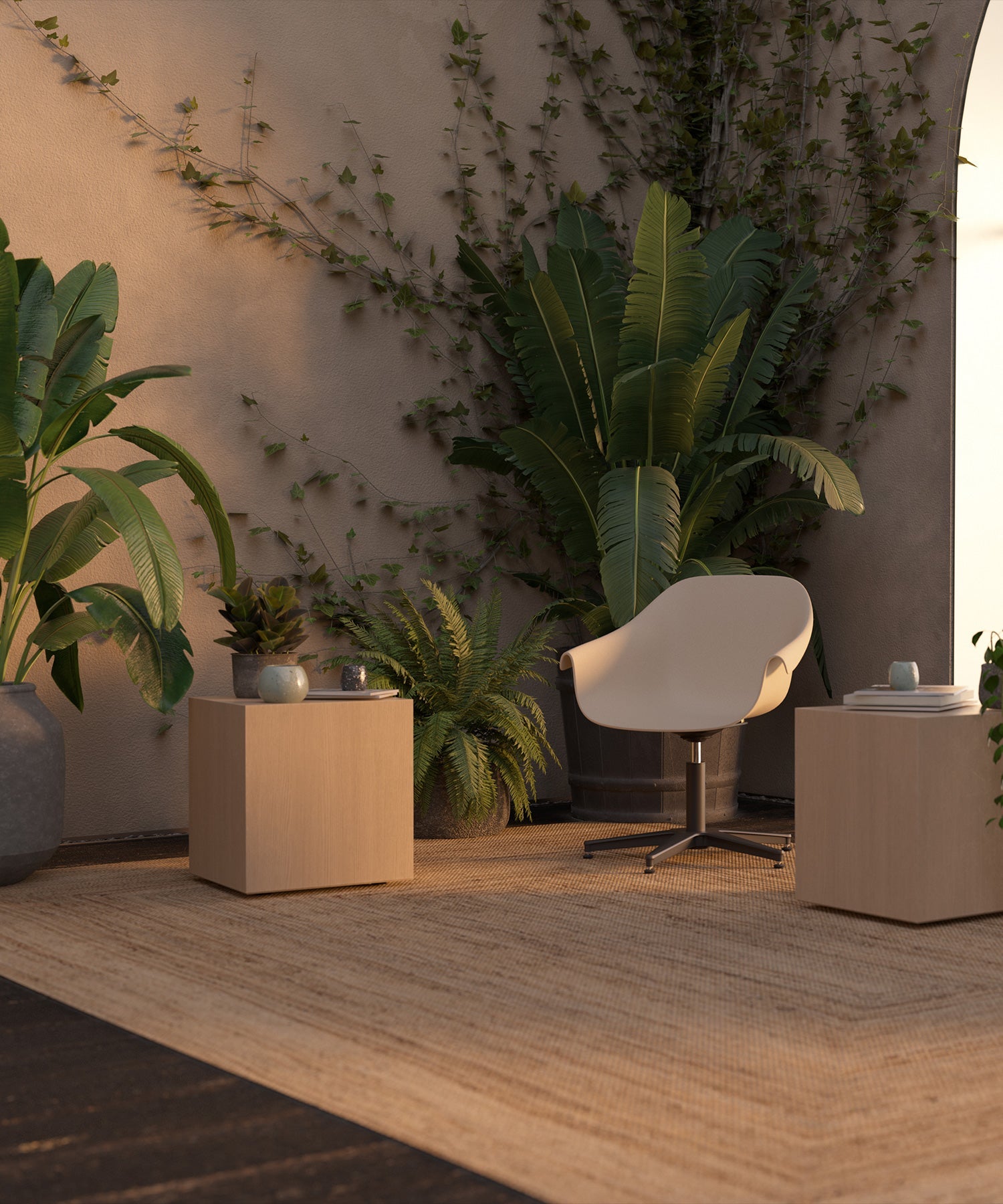 Eco - Beige waiting chair - Black cross base