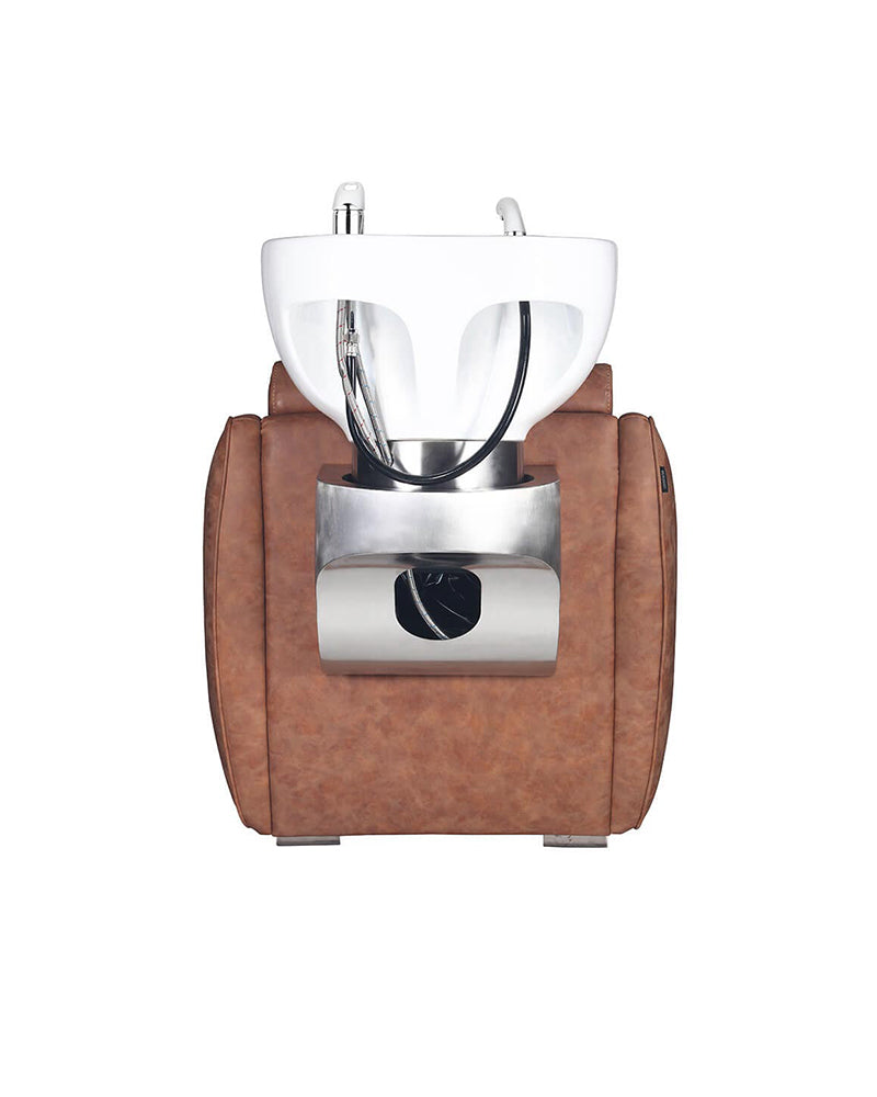 Hazel Tan - Brun vaskestol - Hvid kumme