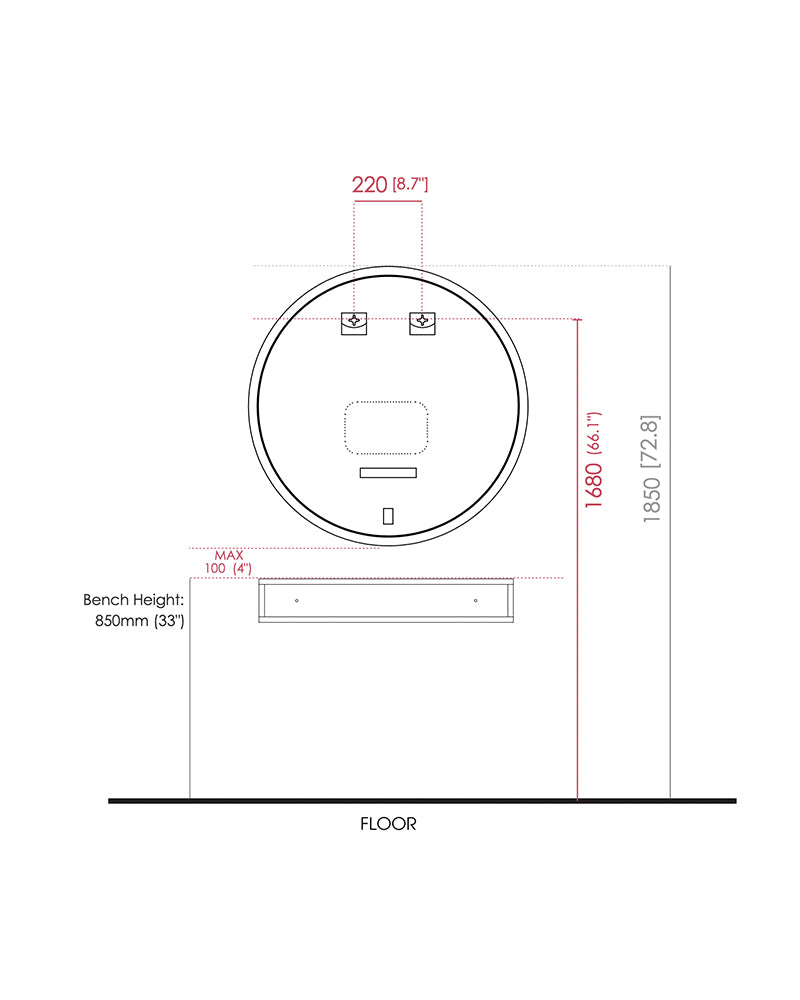 Circa LED - Rundt frisørspejl - Med dæmp