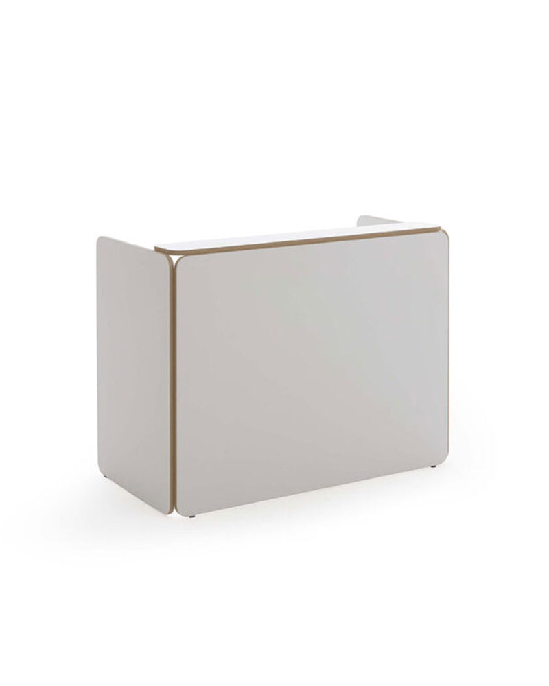 NAT - Hvid receptionsdisk - Kanter i egetræsmønster