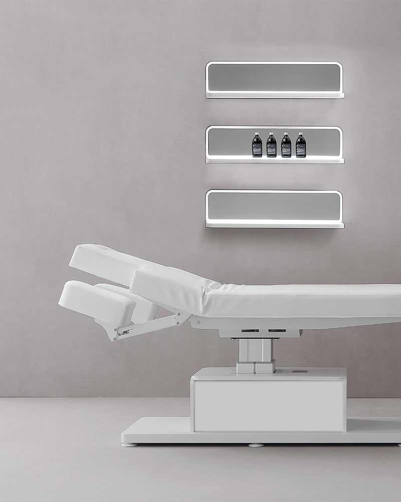 The Ben - Hvid massagebriks - med motor - med justerbare armlæn