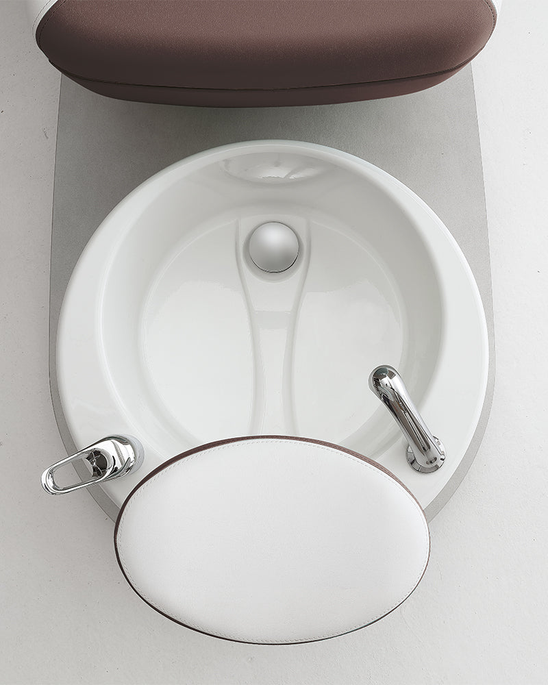 Edge - Brun og hvid pedicure stol - Indbygget fodbad