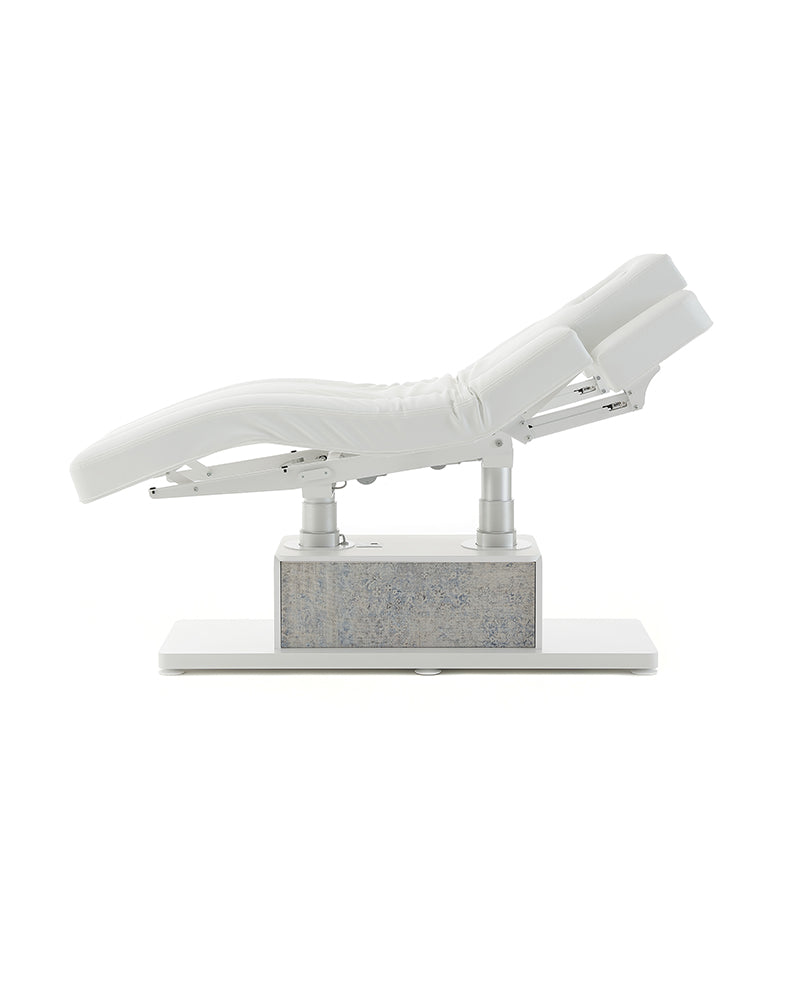 The Clair - Hvid og grå massagebriks - med motor - med justerbare armlæn