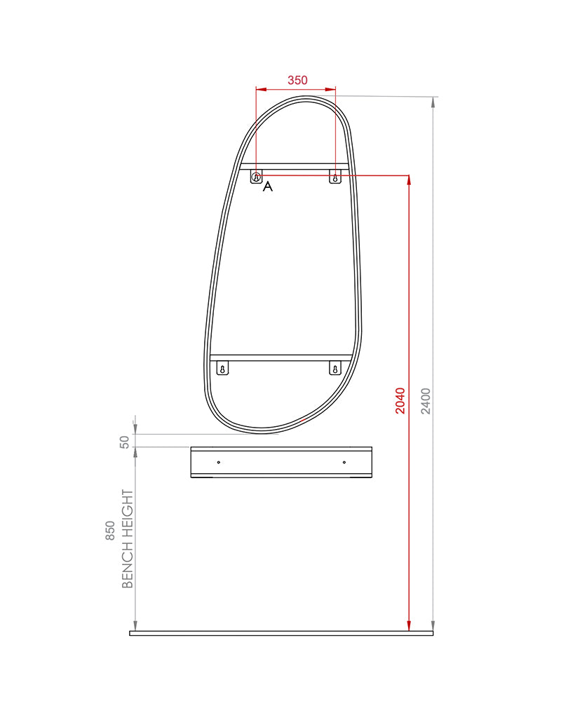Pebble - Beige frisørspejl - Usymetrisk