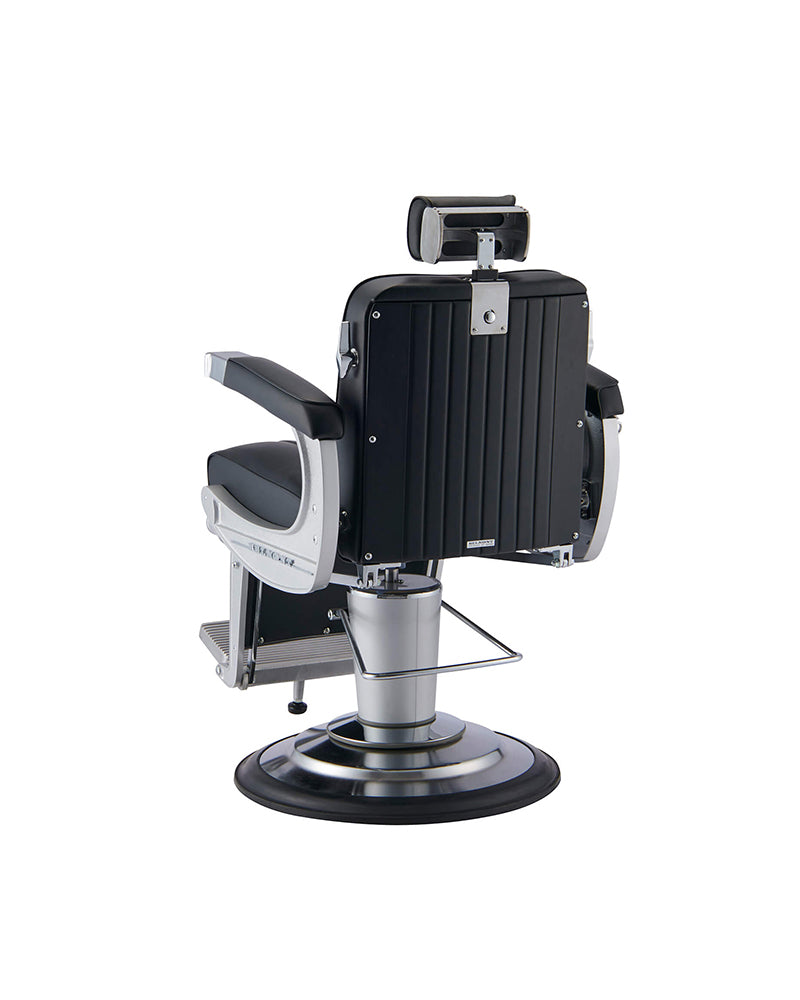 Apollo II - Sort barberstol med støbejernsstel