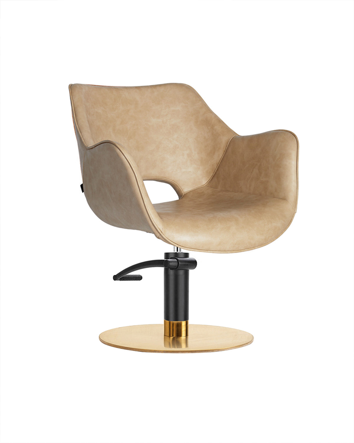 Chloe Sand - Beige Frisørstol - Sort pumpe - Messing pladefod