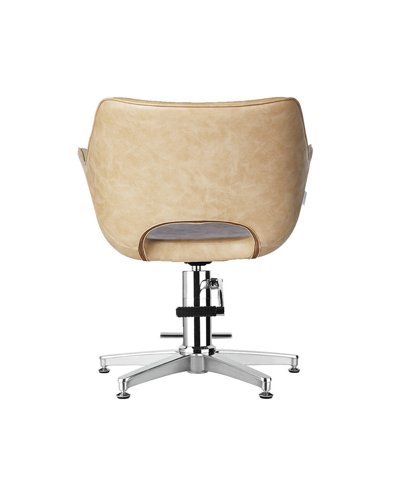 Chloe Sand - Beige frisørstol - Krom krydsfod