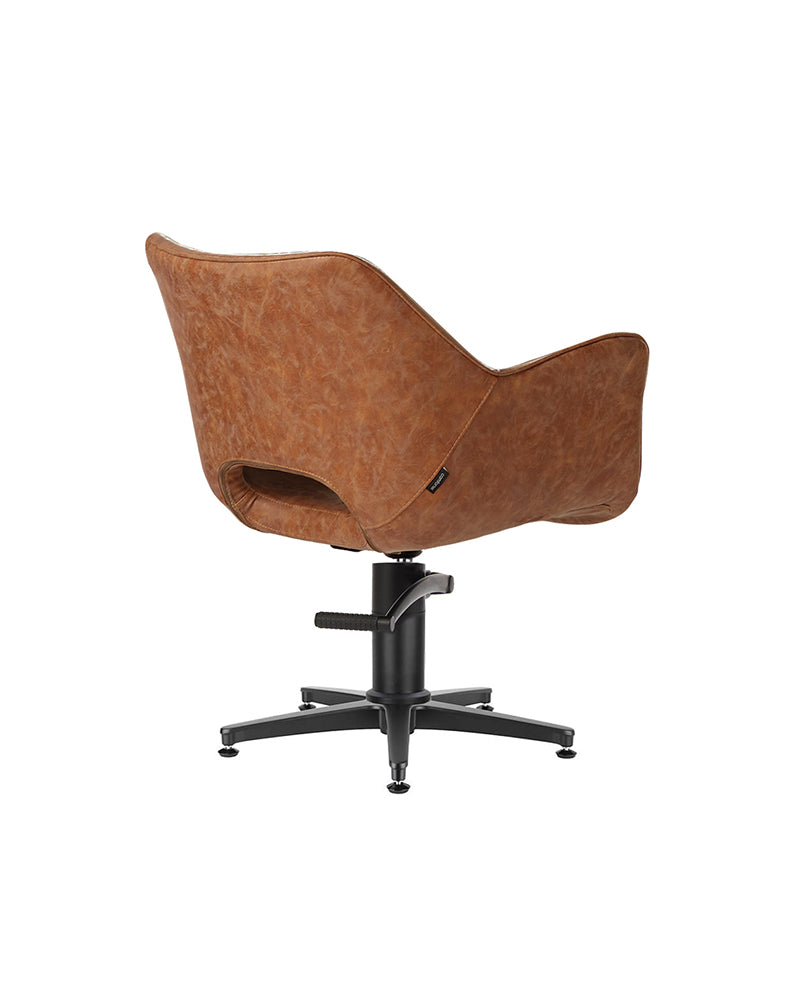 Chloe Tan - Brun frisørstol - Sort krydsfod