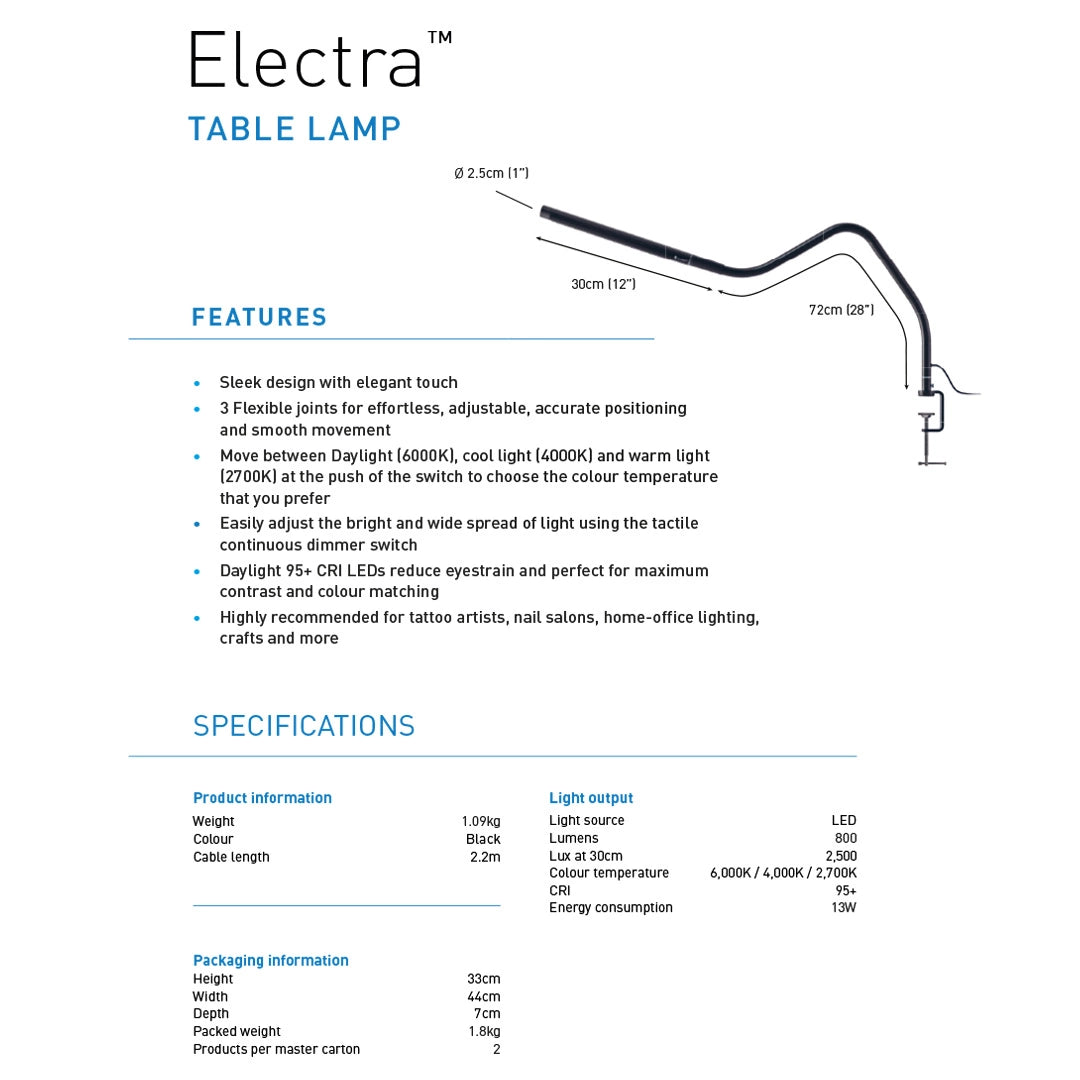 Electra beauty lampe med flex-arm