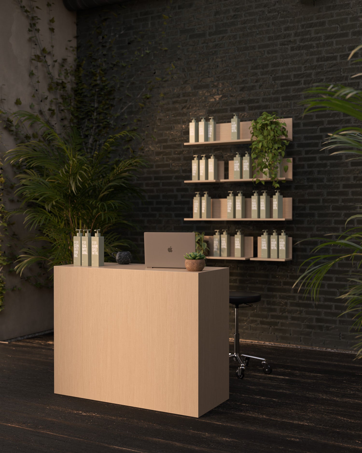 Welcome - Receptionsdisk i egetræsmønster - 110cm