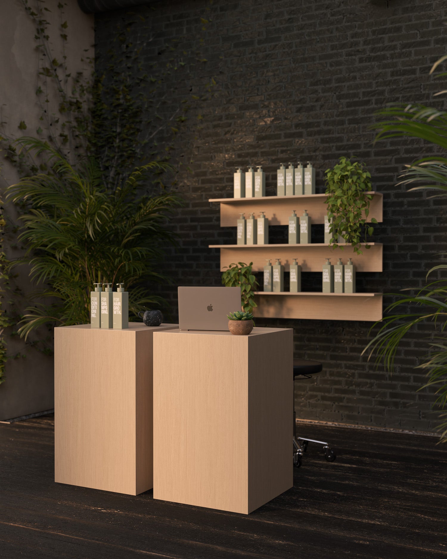 Display - Hylde i egetræsmønster - 130cm