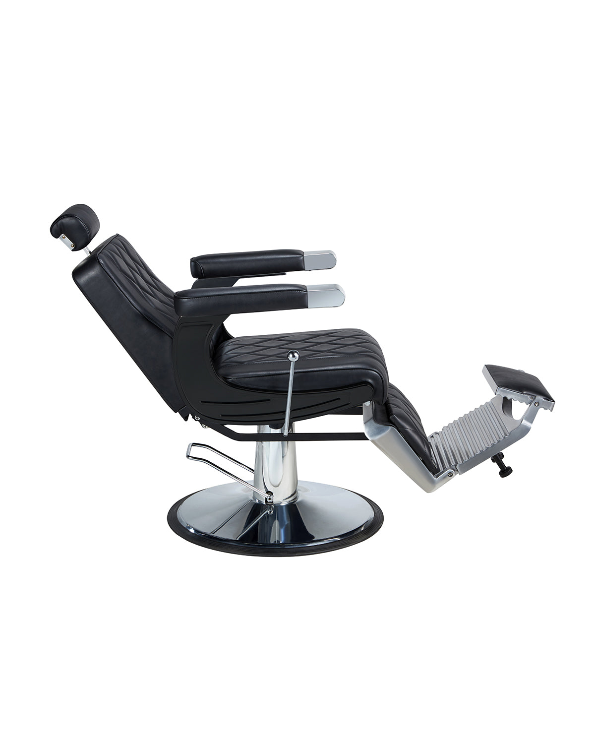 Dave - Sort barberstol med krom pladefod