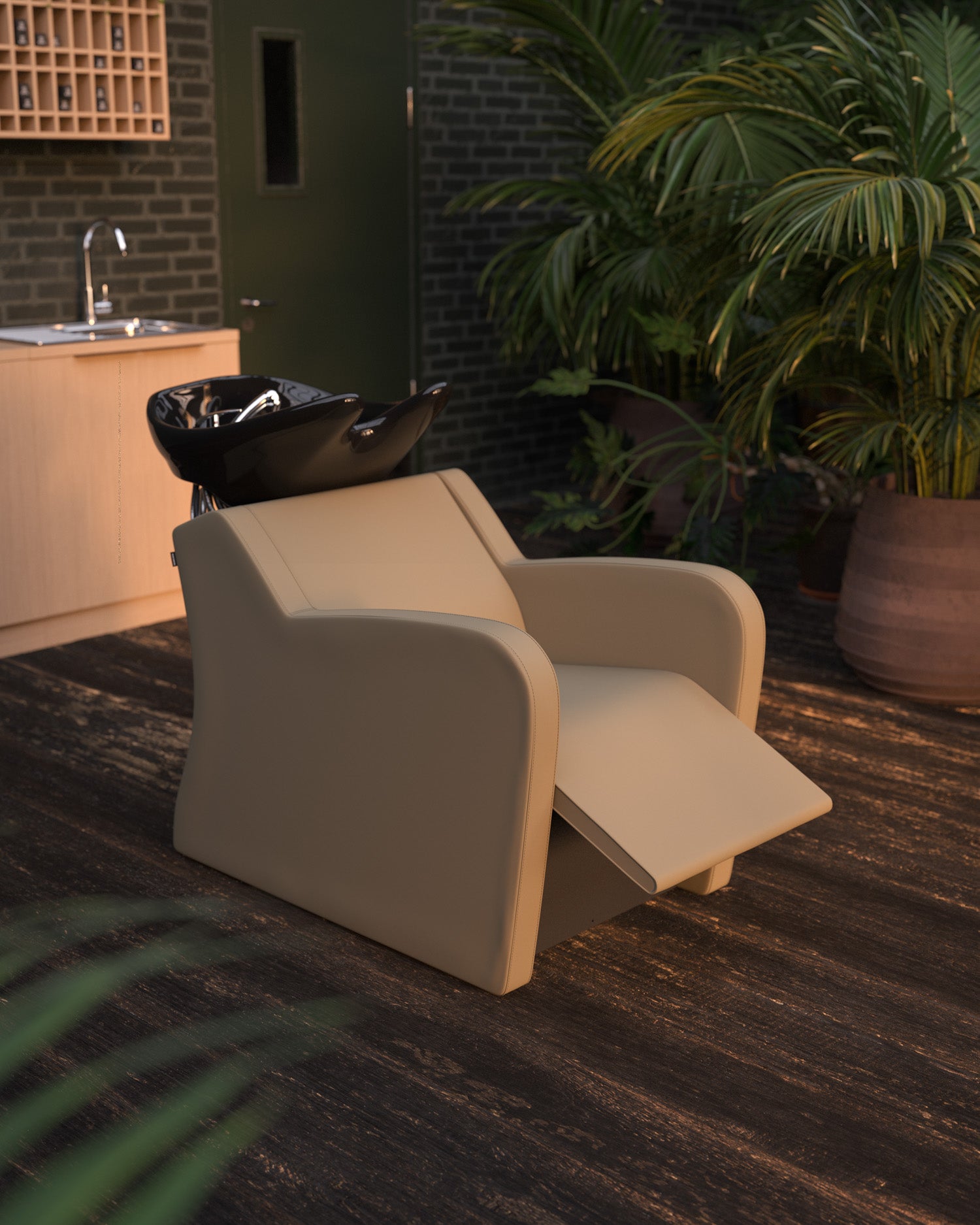 Fredda II - Beige massagevask med sort kumme