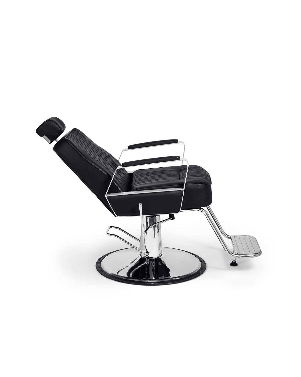 Joey - Sort barberstol med krom pladefod