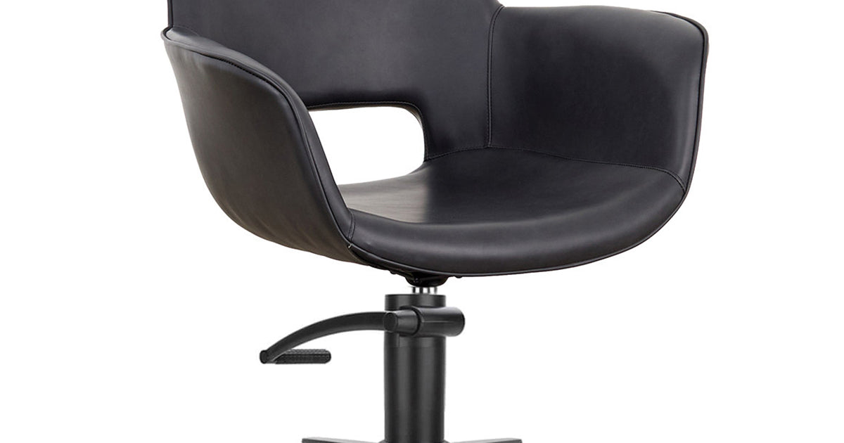 Milo Midnight - Gray styling chair with black cross base
