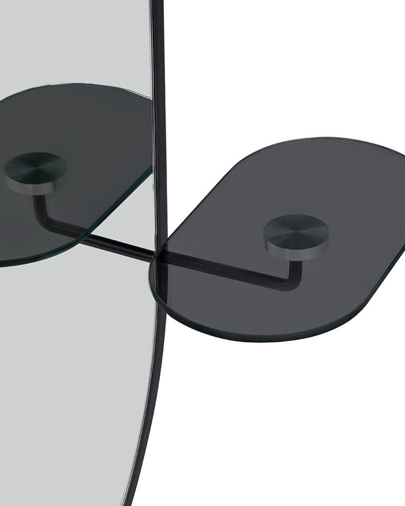 Onyx oval - Salonspejl - Sort glashylde