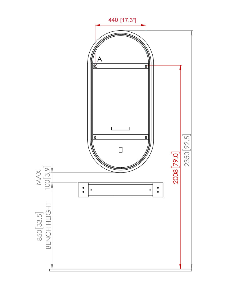 Circa LED - Ovalt frisørspejl - Med dæmp