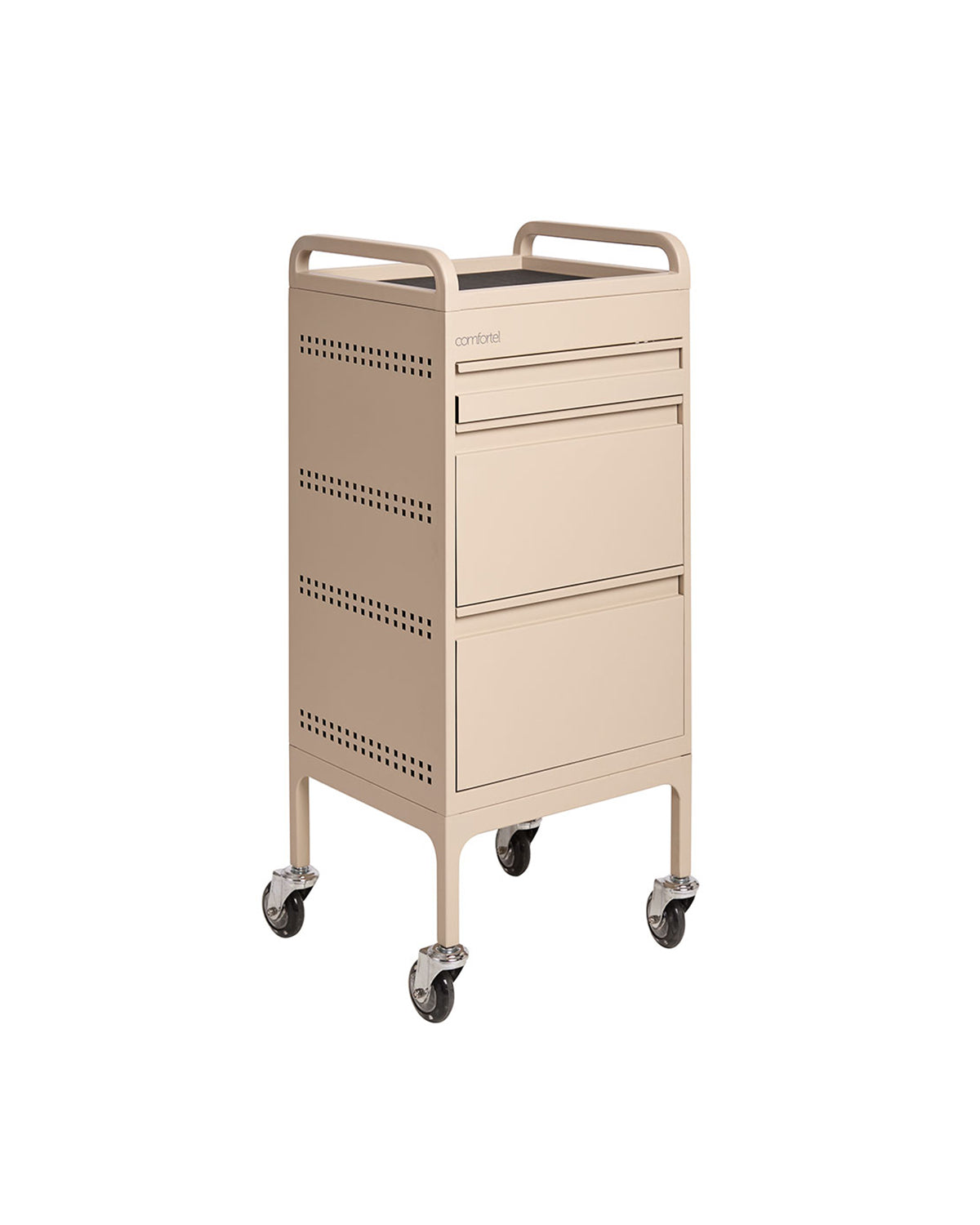 Studio 3 - Beige trolley with 3 drawers and pull-out shelf